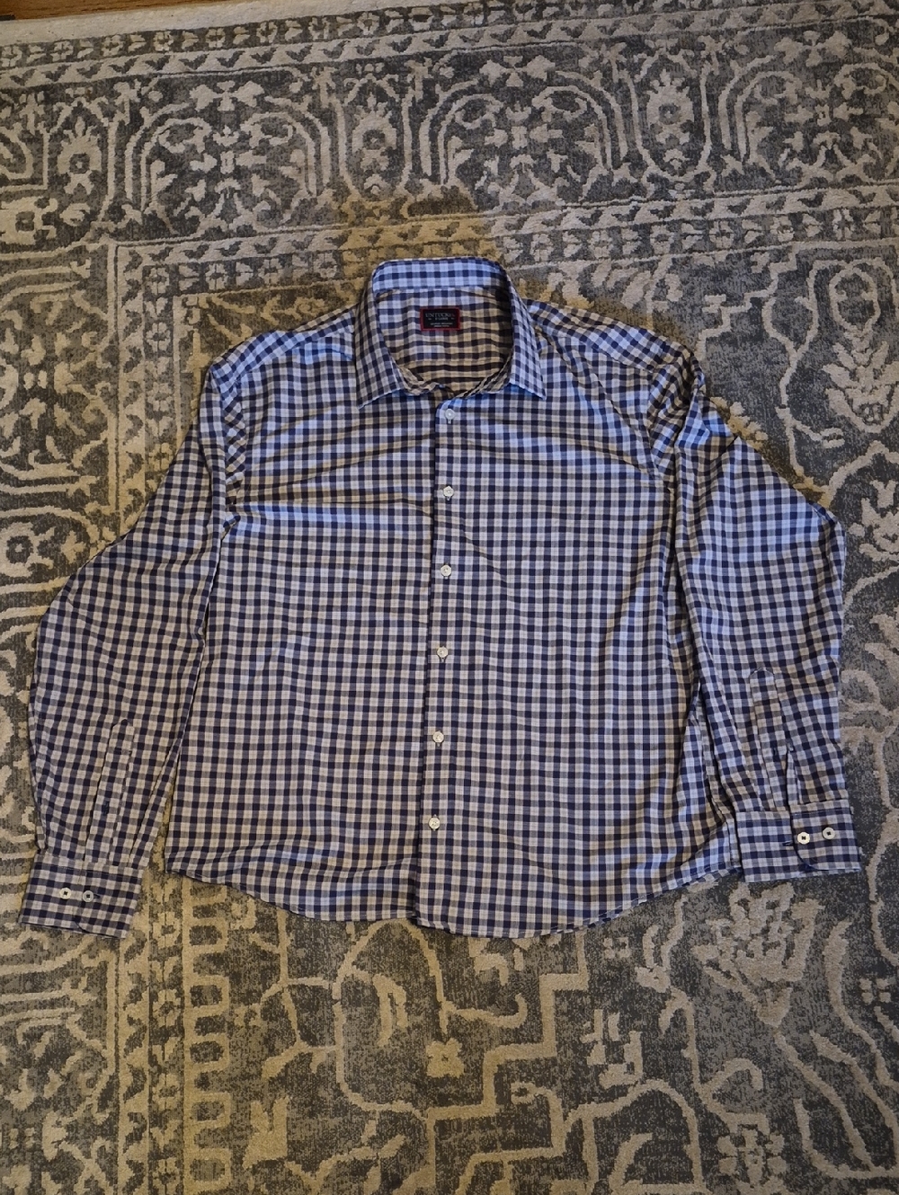 UNTUCKit Navy and White Gingham Button-Down Shirt